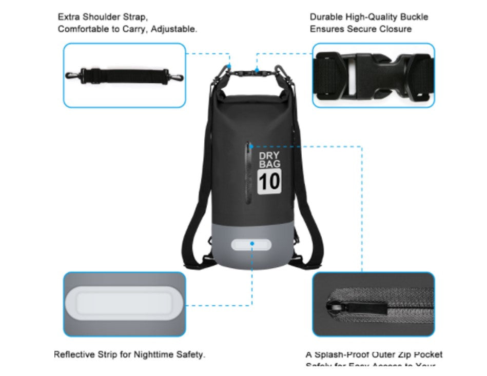 10L Dry Bag Waterproof Dual Strap Floating Backpack