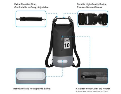 FREE 10L Dry Bag Waterproof Dual Strap Roll Top Floating Backpack