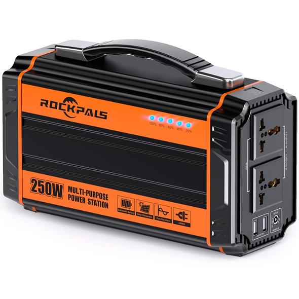 Rockpals 250W Portable Power Station with 100W Foldable Solar Panel Kit