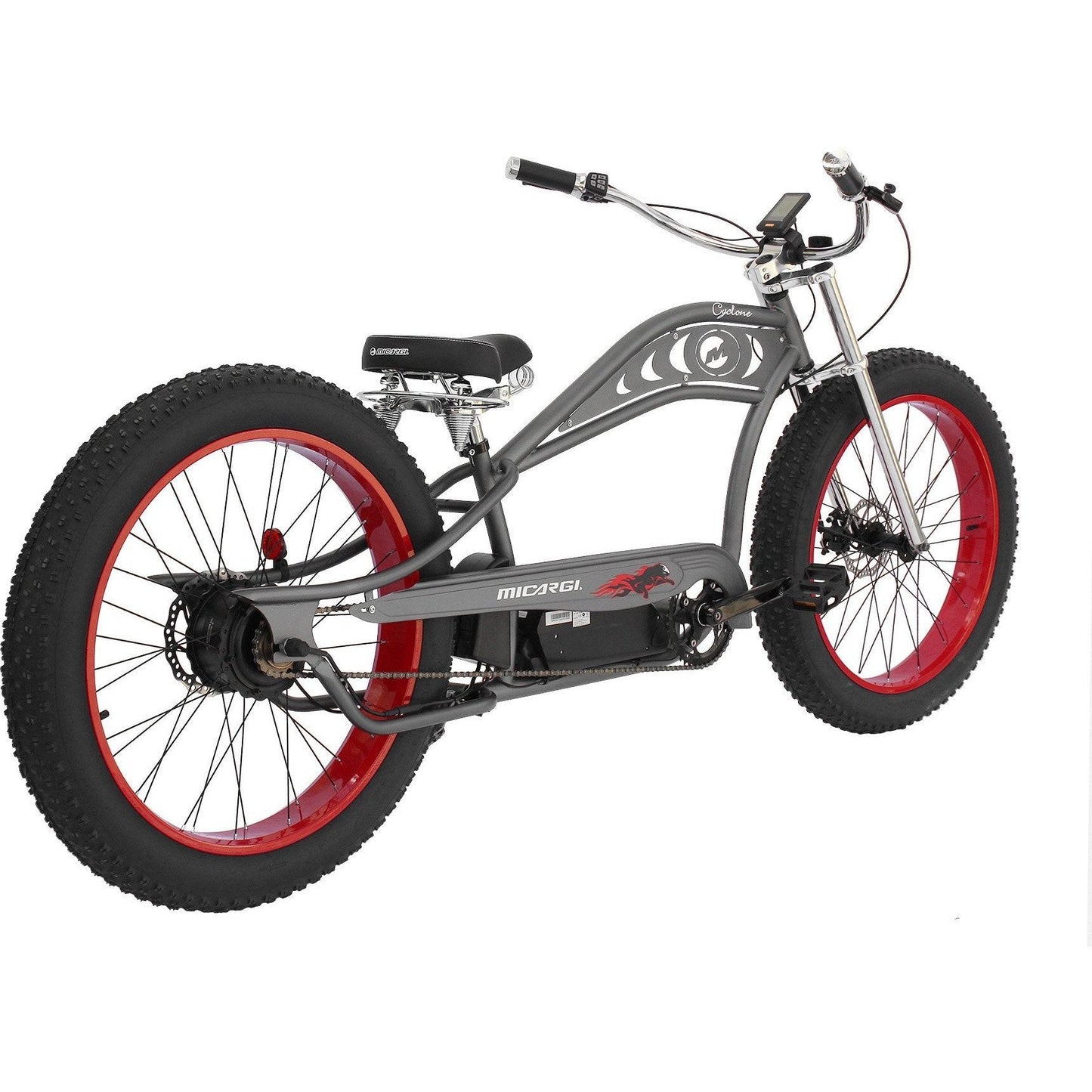 Micargi Cyclone 500W 48V Chopper Style Fat Tire Cruiser Electric Bike Full Package