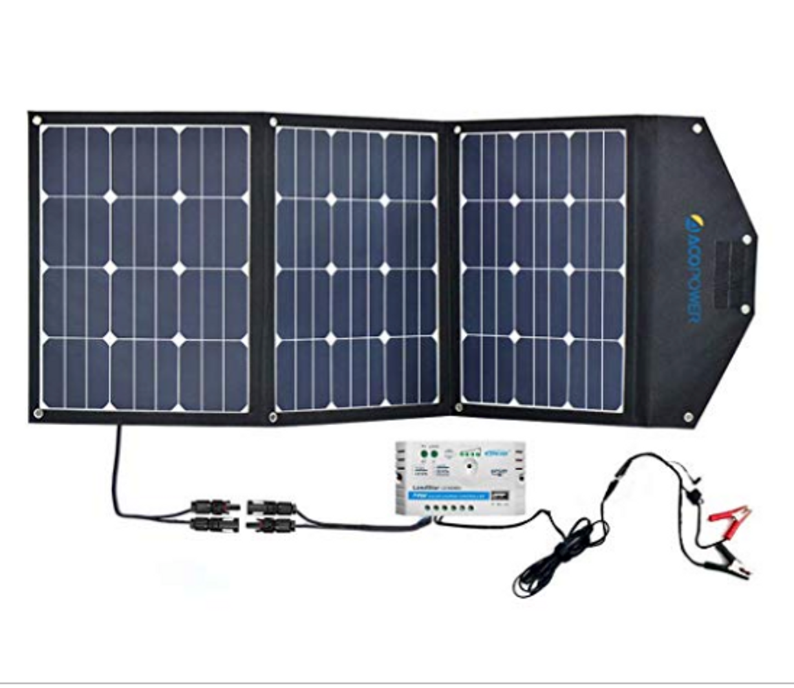 ACOPOWER LTK 105W Foldable Solar Panel Kit, w/ 10A Charge Controller