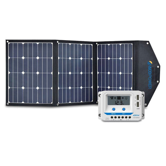 ACOPOWER LTK 120W Foldable Solar Kit Suitcase with 10A Charge Controller