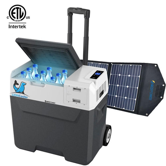 LiONCooler Combo, X50A Portable Solar Fridge/Freezer (52 Quarts) and 90W Solar Panel